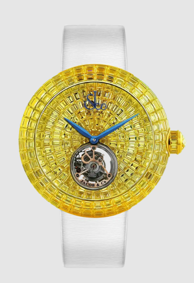 Review Jacob & Co brilliant flying tourbillon YELLOW SAPPHIRES (ROSE GOLD) BT546.40.AB.AA.A Replica watch